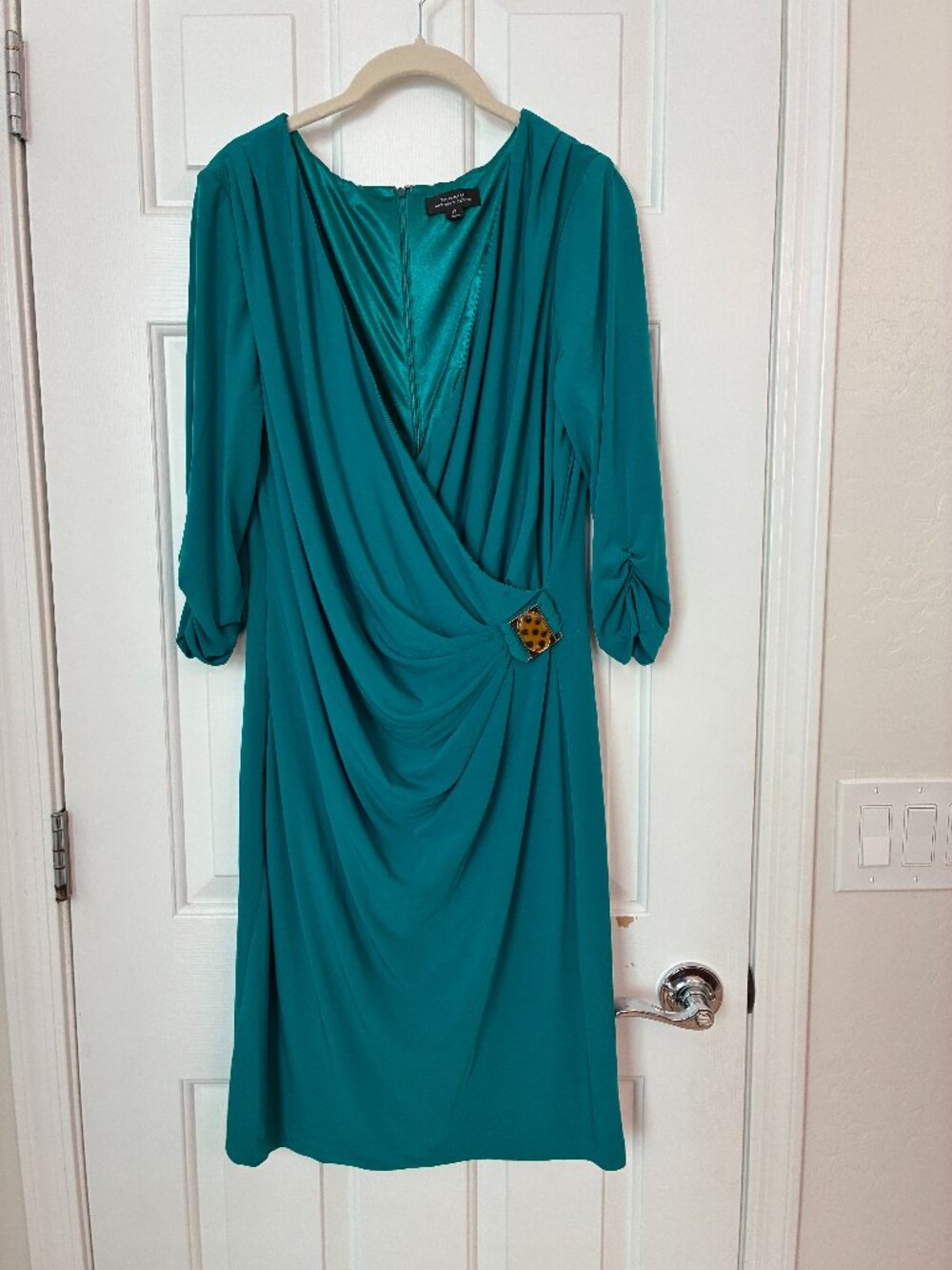 Tahari Wrap Dress Teal Draped